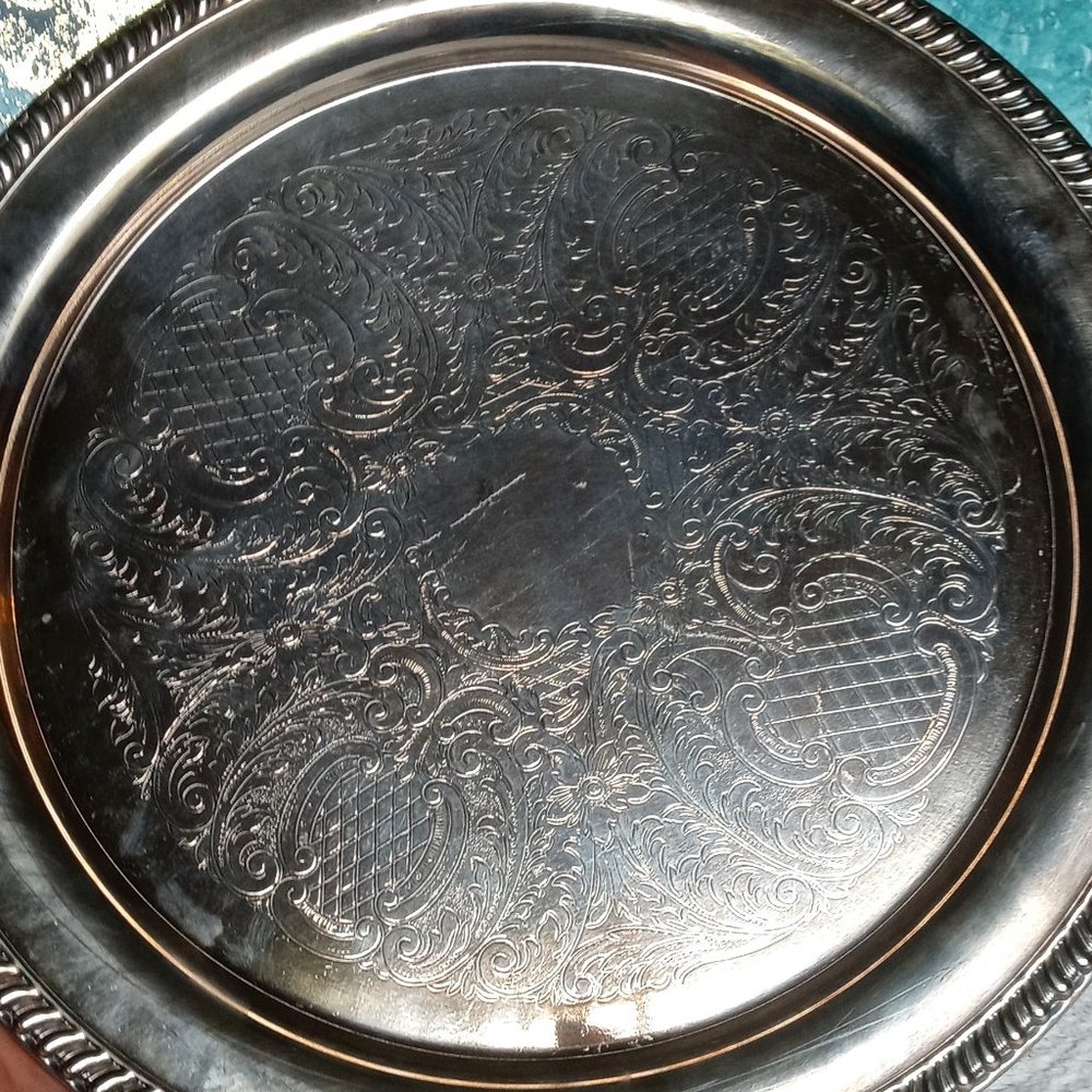 Vintage Silverplate Hollowware 15" tray by Leonard Silver MFG.